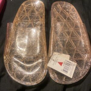 Gold see through glitter slides
